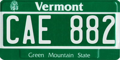 VT license plate CAE882