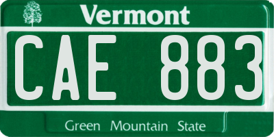 VT license plate CAE883