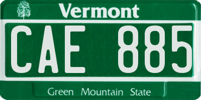 VT license plate CAE885