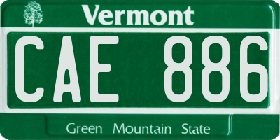 VT license plate CAE886