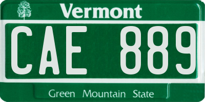 VT license plate CAE889
