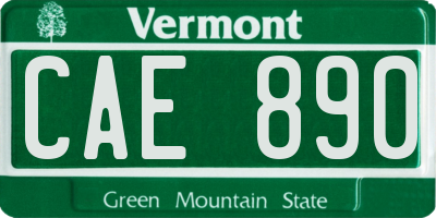 VT license plate CAE890