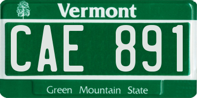 VT license plate CAE891