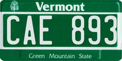 VT license plate CAE893