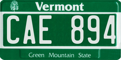 VT license plate CAE894