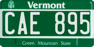 VT license plate CAE895