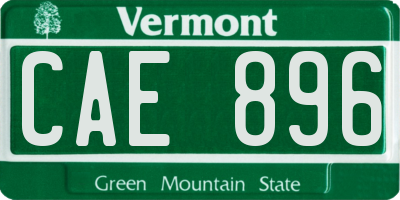 VT license plate CAE896