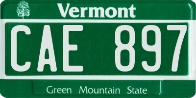 VT license plate CAE897