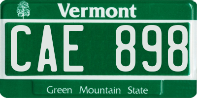 VT license plate CAE898