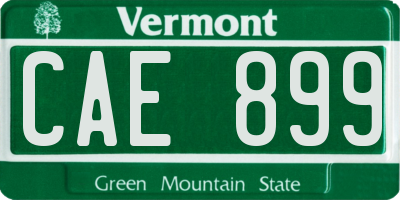 VT license plate CAE899