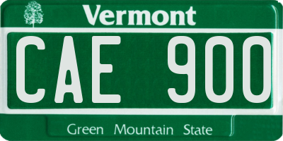 VT license plate CAE900