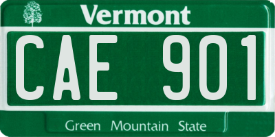 VT license plate CAE901