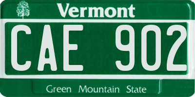 VT license plate CAE902