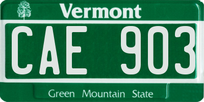 VT license plate CAE903