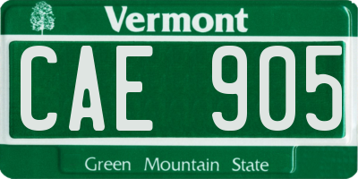 VT license plate CAE905