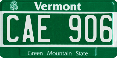 VT license plate CAE906
