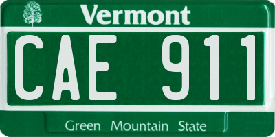 VT license plate CAE911