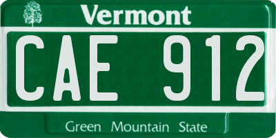 VT license plate CAE912
