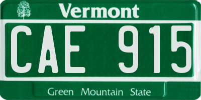 VT license plate CAE915