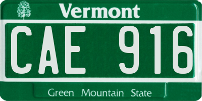 VT license plate CAE916
