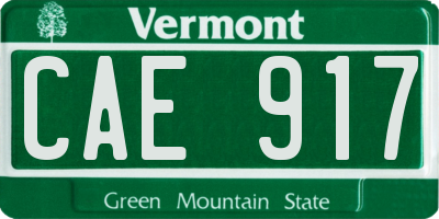 VT license plate CAE917