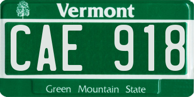 VT license plate CAE918