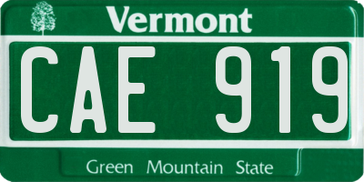 VT license plate CAE919