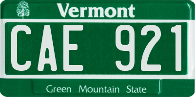 VT license plate CAE921