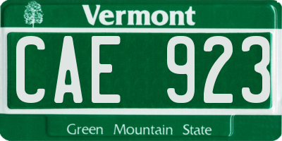 VT license plate CAE923
