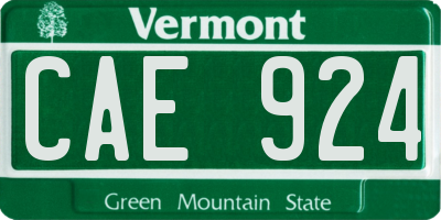 VT license plate CAE924