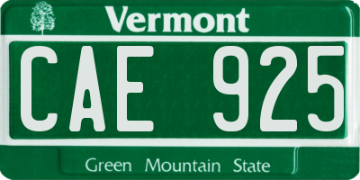 VT license plate CAE925