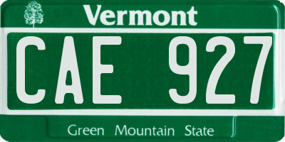 VT license plate CAE927