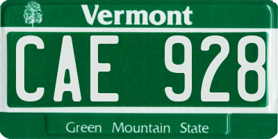 VT license plate CAE928