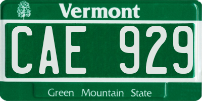 VT license plate CAE929