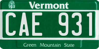 VT license plate CAE931