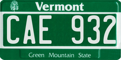 VT license plate CAE932