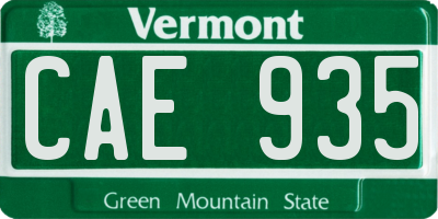 VT license plate CAE935