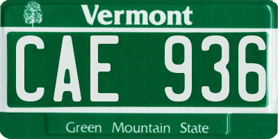 VT license plate CAE936
