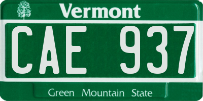 VT license plate CAE937