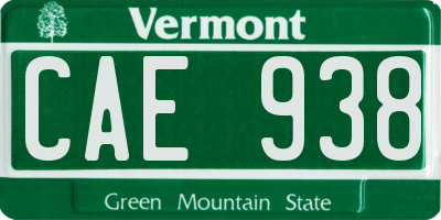 VT license plate CAE938