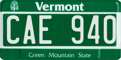 VT license plate CAE940
