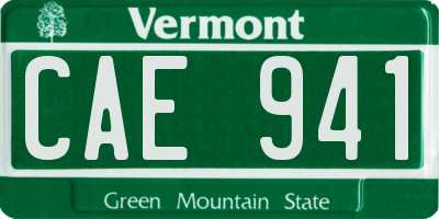 VT license plate CAE941
