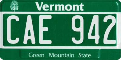 VT license plate CAE942