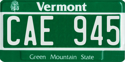 VT license plate CAE945
