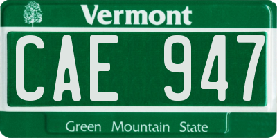 VT license plate CAE947