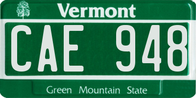 VT license plate CAE948