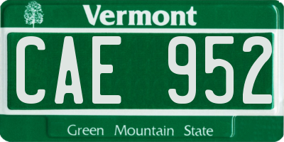 VT license plate CAE952