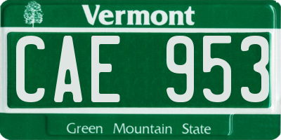 VT license plate CAE953