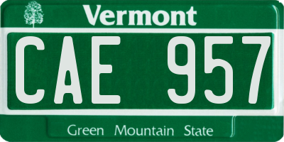 VT license plate CAE957