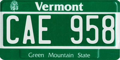 VT license plate CAE958